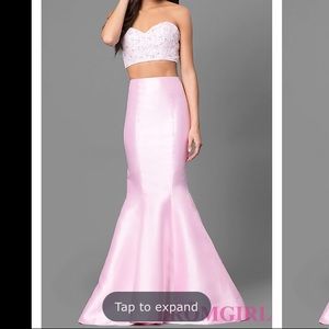 Pink two piece prom dress